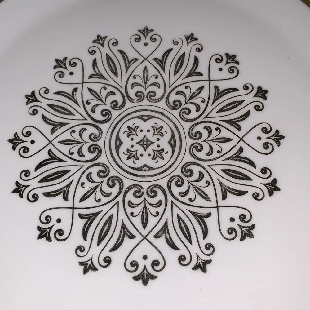 White & Gold Vintage 1960s Ceramic Round Platter Serving Plate Fine Dining